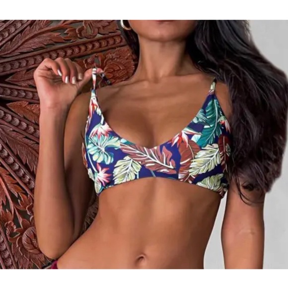 Zaful Other - Zaful Tropical Leaf Bralette Bikini Top